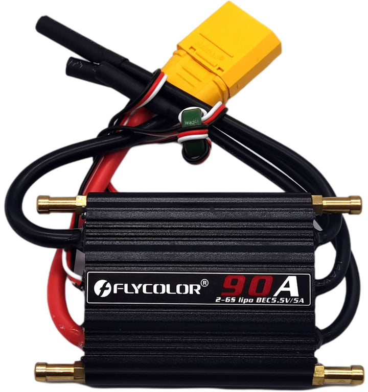 FLYCOLOR 90A Waterproof Brushless ESC Elektronischer Geschwindigkeitsregler mit 5.5V/5A BEC und XT90