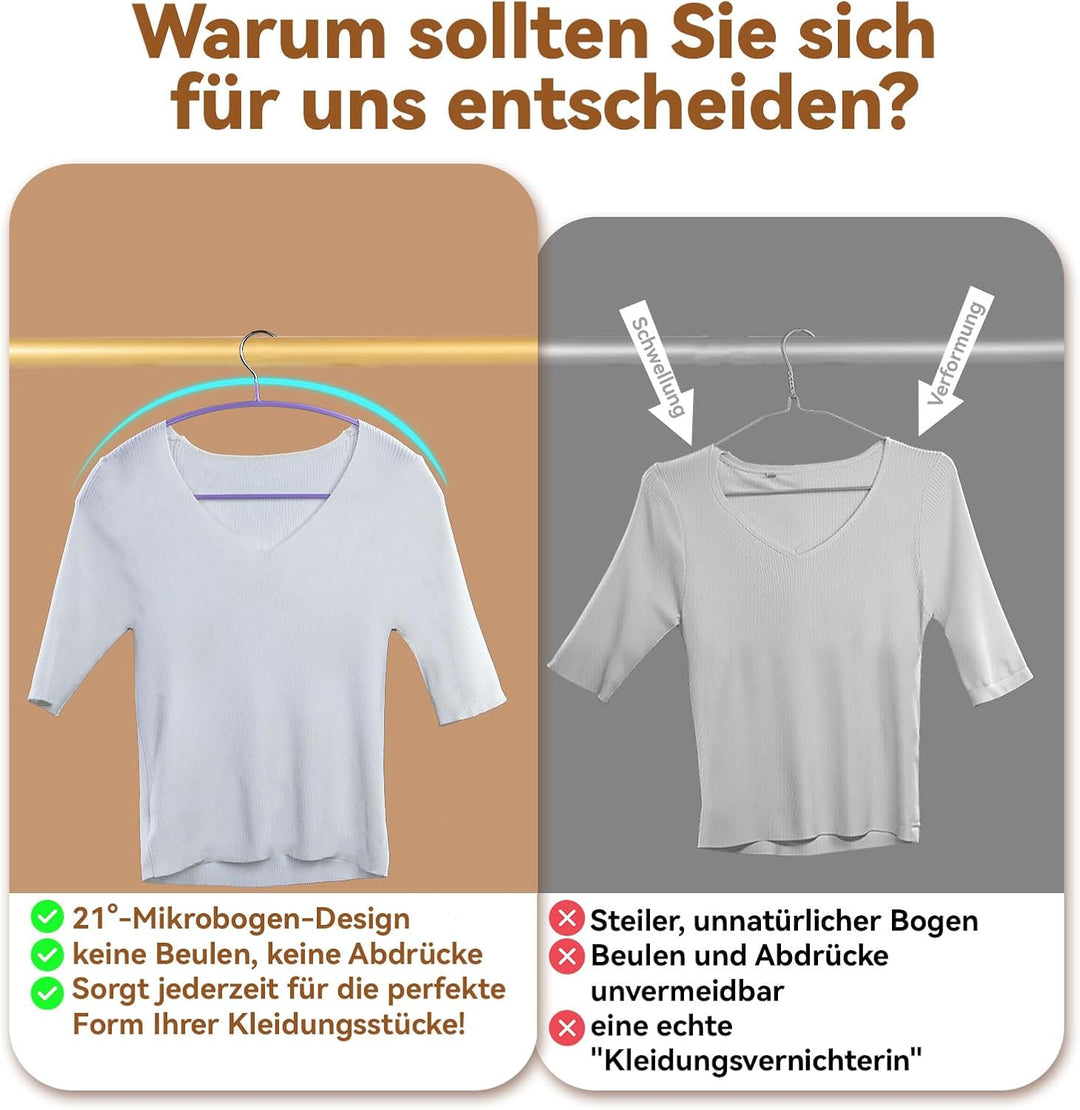 MOPUP Kleiderbügel, 14er-Pack, Pulloverbügel ohne Schulterwulst, 42 cm breite, robuste Kleiderbügel
