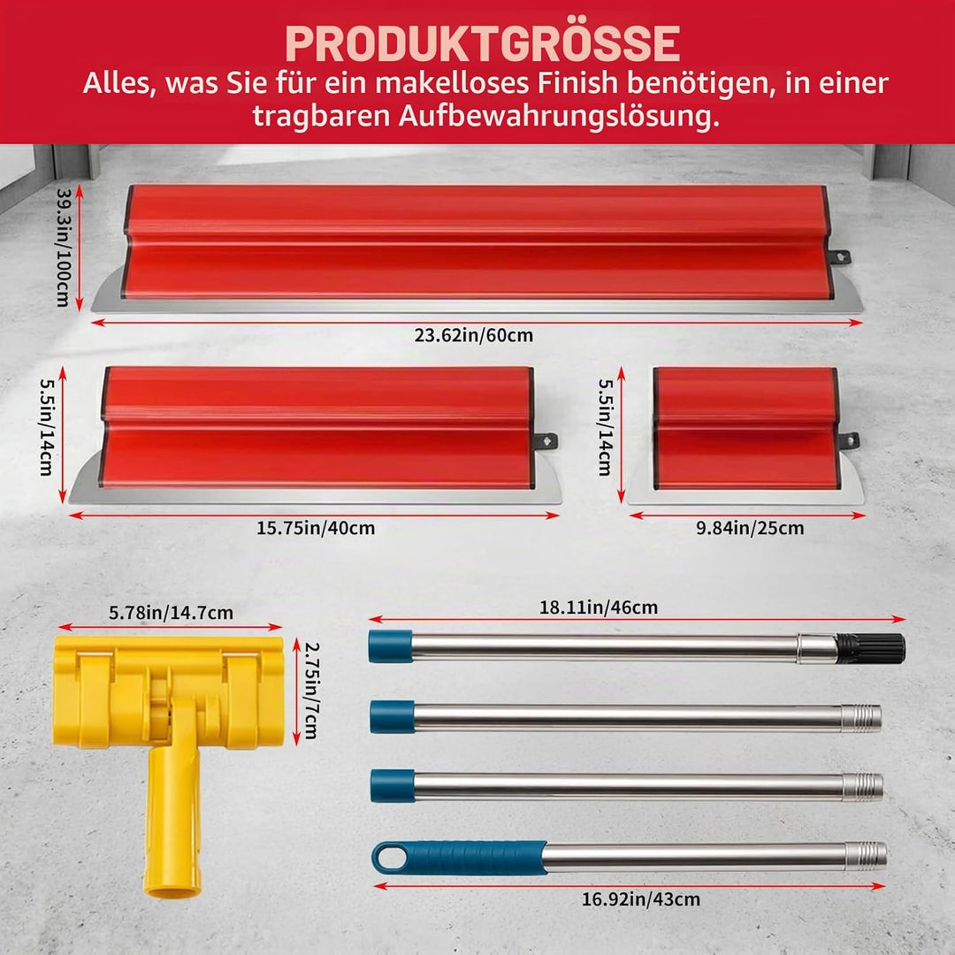 Flächenspachtel Set Professionell – (250mm+400mm+600mm ）Spachtelwerkzeug Set mit 160 cm Teleskopstie