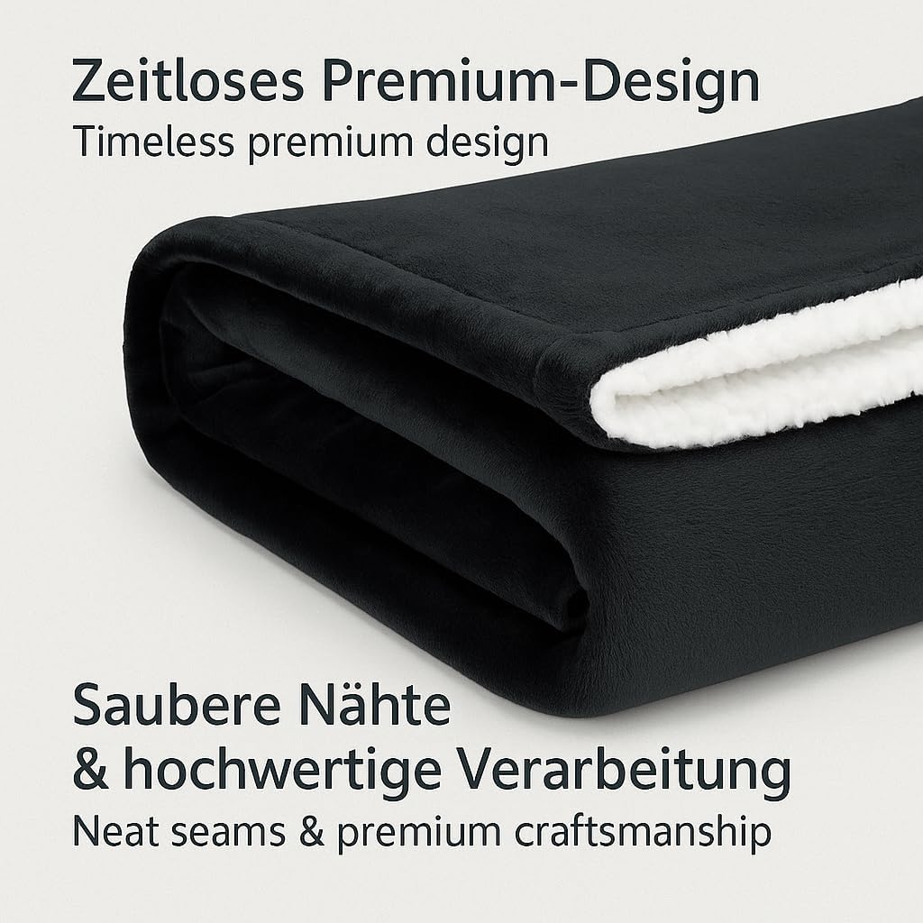Betz Luxus Flanell Sherpa Kuscheldecke Flauschig Sofa Fleecedecke Verona - Wohndecke XXL Warm Sofade