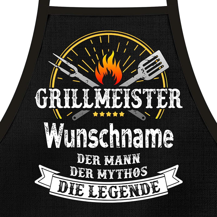 Shirtoo Grillschürze mit Spruch personalisierbar - Grillmeister [Wunschname] der Mann, der Mythos, d
