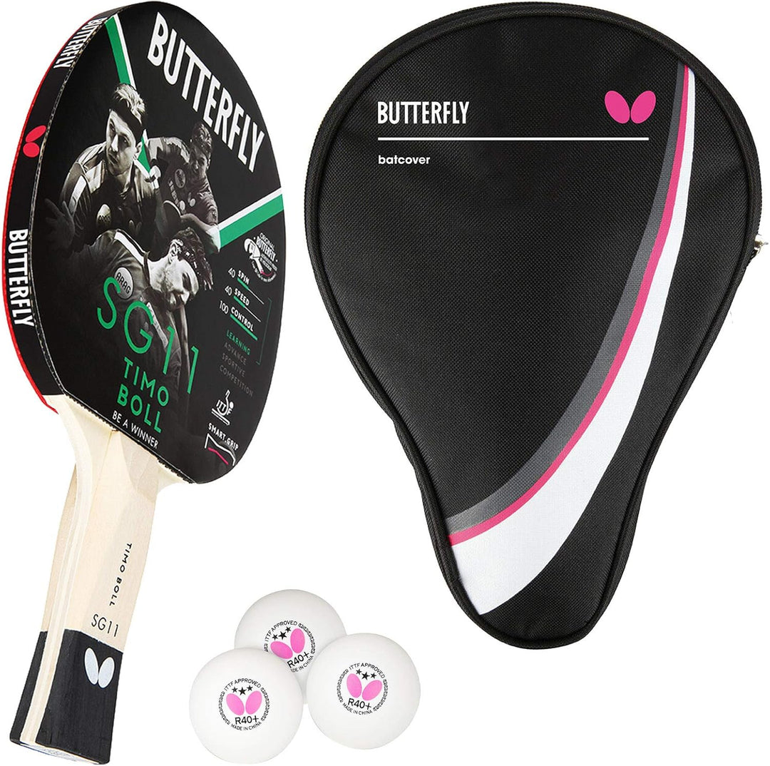 Butterfly Timo Boll SG11 Tischtennisschläger + Tischtennishülle Drive Case + 3*** ITTF R40+ Tischten