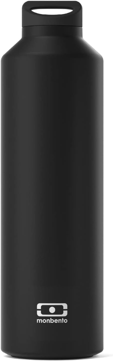 MONBENTO - Isotherme Wasser Flasche MB Steel Onyx 500ml - Edelstahl - Auslaufsicher - Infusor - Hält