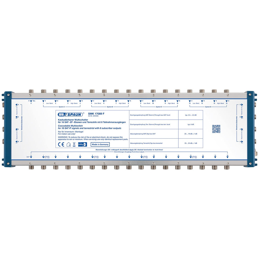 Spaun SMK 17089 F Kaskadierbare Multischalter für 4 Satelliten und 8 Teilnehmer - Kaskade Made In Ge