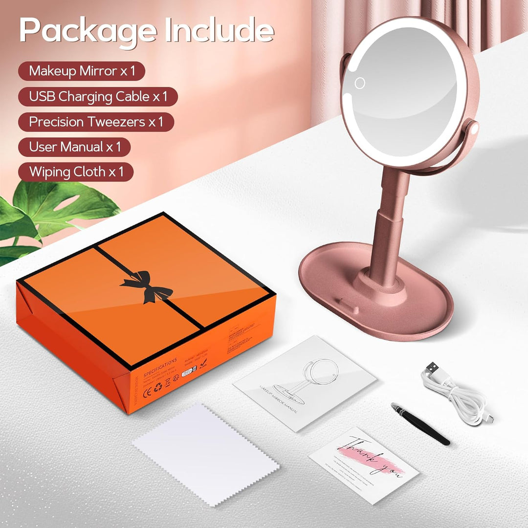 B Beauty Planet Beleuchteter Makeup Spiegel 30X Vergrösserungsspiegel mit 3 Farblicht, dimmbare LED