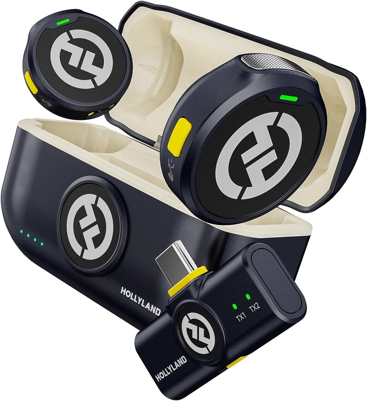 Hollyland Lark M2 Wireless Lavalier Mikrofon USB C für Android Handy iPhone 15, 48kHz/24 bit Hi-Fi A