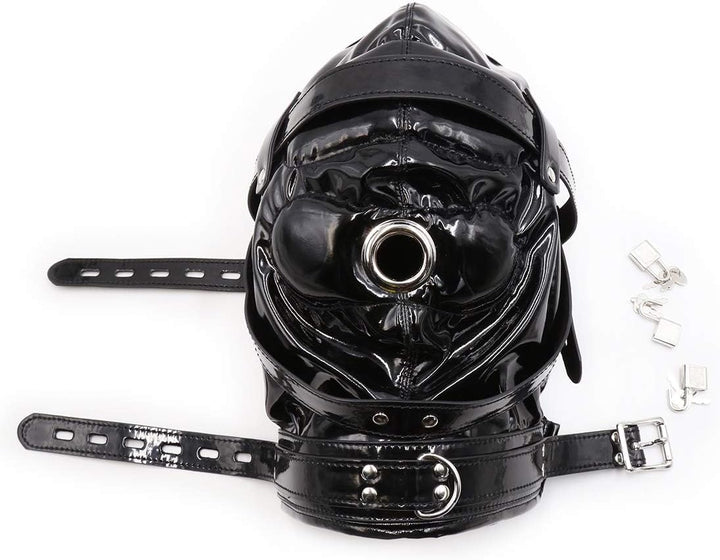 OnundOn Halloween Leder Maske mit Schloss Kopfmaske Kostüm Party Hood Karneval Maske