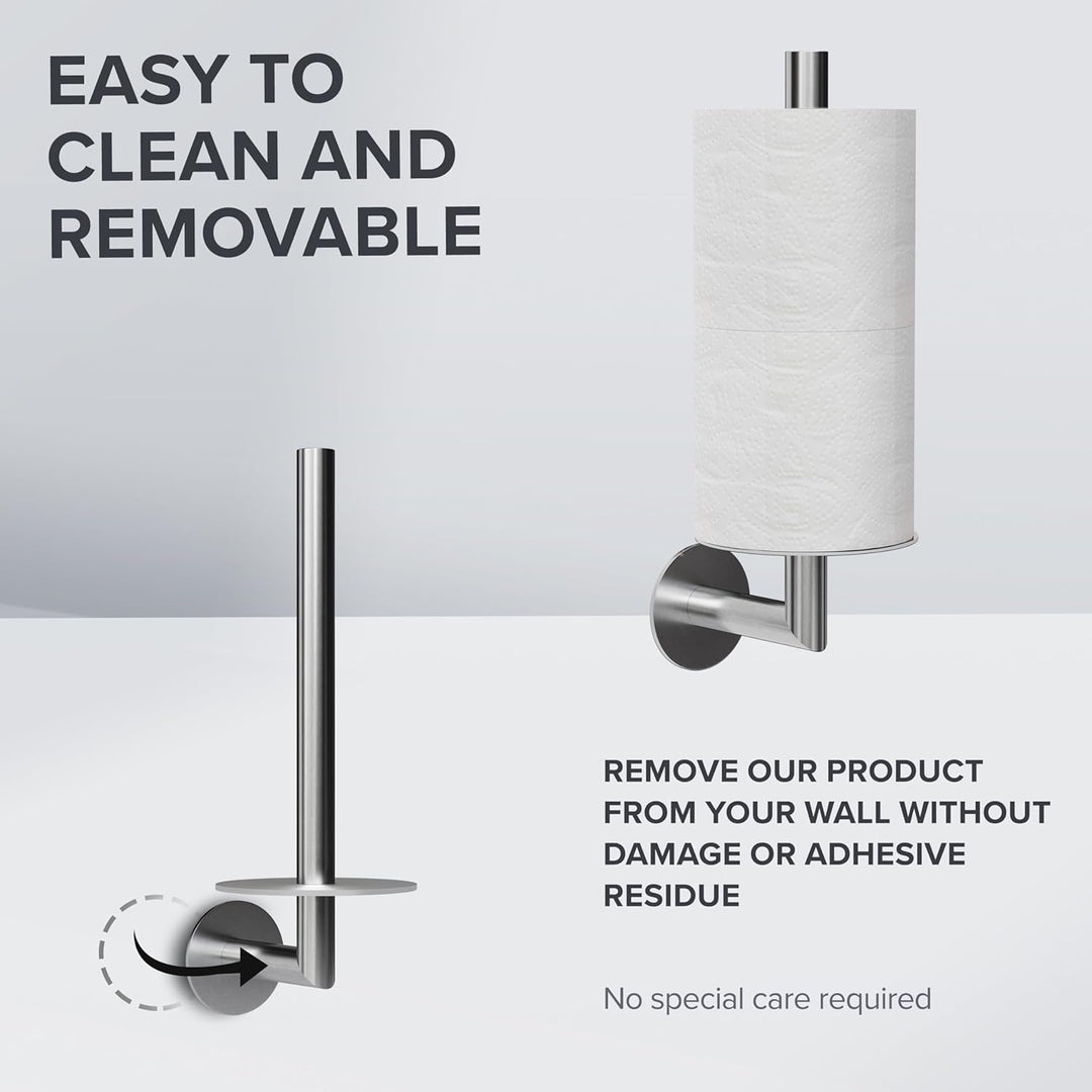 Ersatzrollenhalter Hesselo silber zum Kleben 3M | aus Edelstahl und Glas | Toilettenpapier Rollen Au