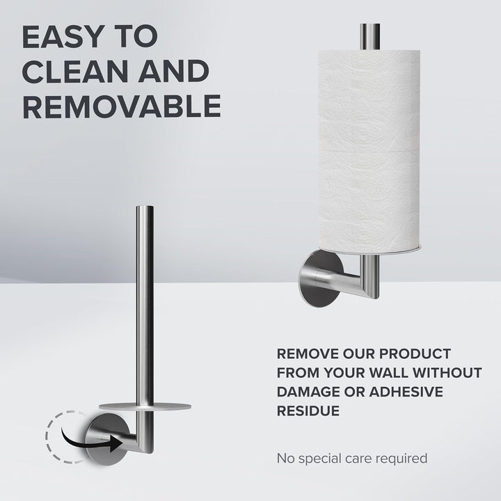 Ersatzrollenhalter Hesselo silber zum Kleben 3M | aus Edelstahl und Glas | Toilettenpapier Rollen Au
