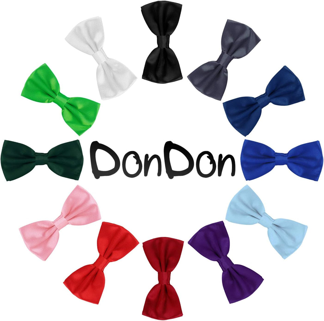 DonDon 10er Set Herren Fliege 12 x 6 cm gebunden und längenverstellbar Blau, Blau