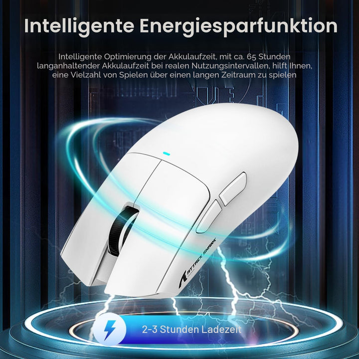 ATTACK SHARK X11 Gaming Mouse mit Magnetic Charging Dock, PixArt PAW3311 Gaming Sensor, BT/2.4G Wire