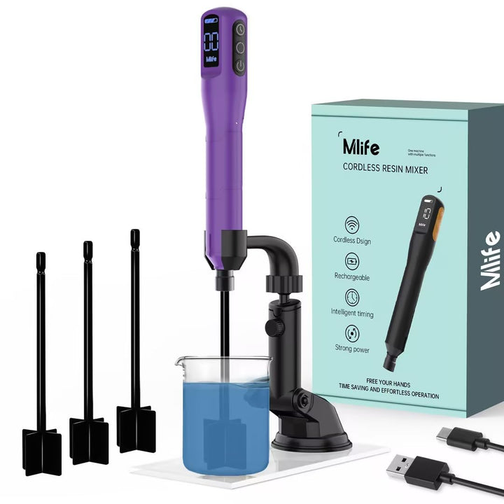 Mlife Upgraded Resin Mixer, Epoxy Resin Electric Stirrer, Paint Mixer & Timed Epoxy Resin Mixer for