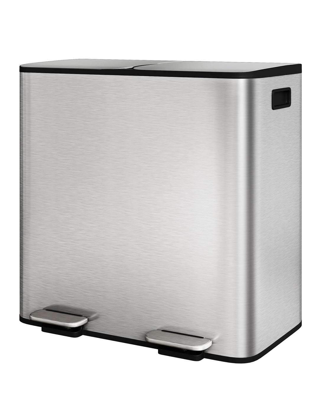 GarveeHome Mülleimer Küche, 2 x 40 L, Mülltrennsystem 2 Fächer, Edelstahl-Tretmülleimer mit Seitlich