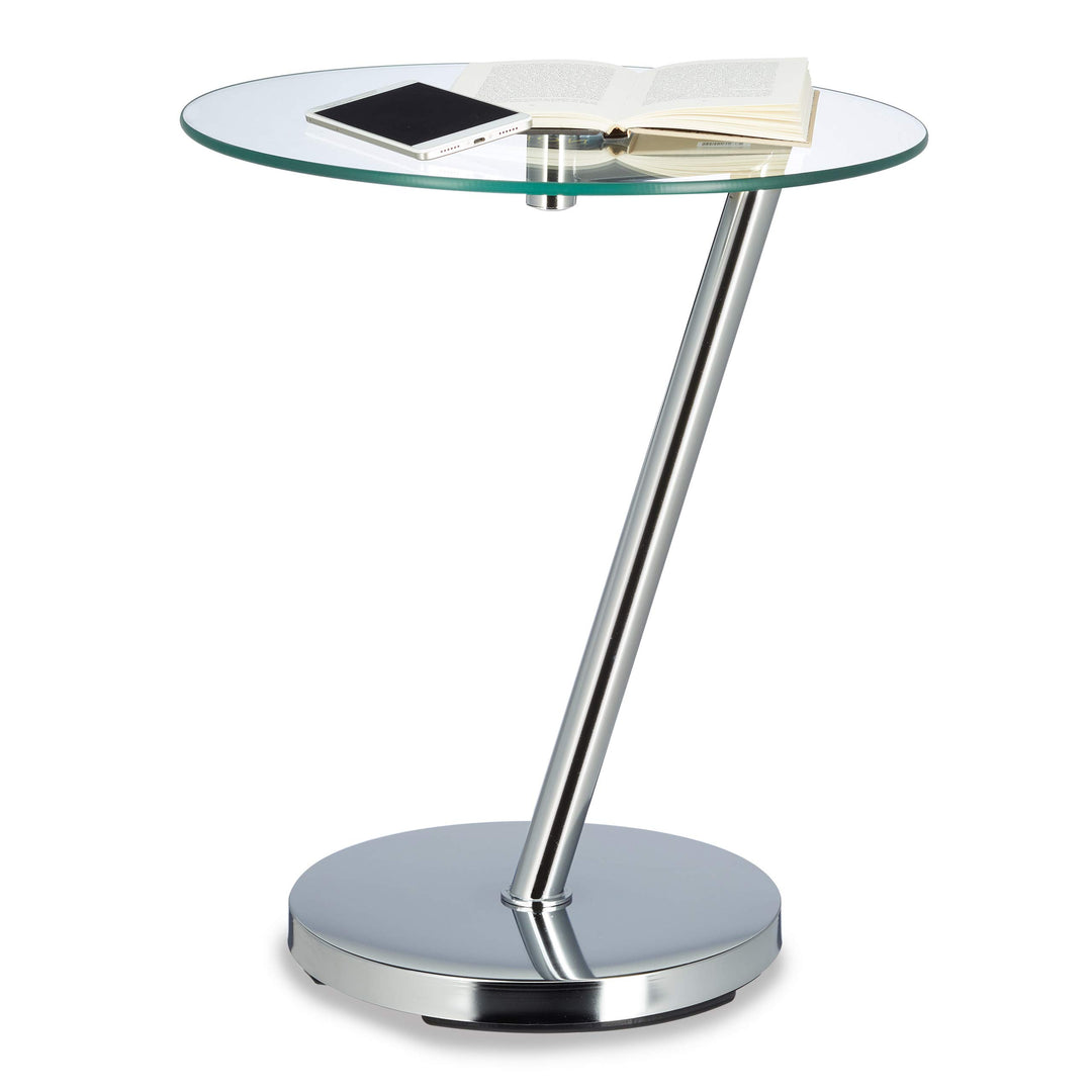 Relaxdays Glas u. Chrom, runder Beistelltisch f. Kaffee Tee, Ablage f. Garten HxBxT: 52 x 45 x 45 cm