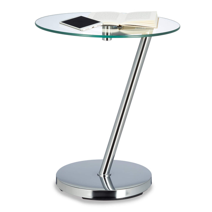 Relaxdays Glas u. Chrom, runder Beistelltisch f. Kaffee Tee, Ablage f. Garten HxBxT: 52 x 45 x 45 cm