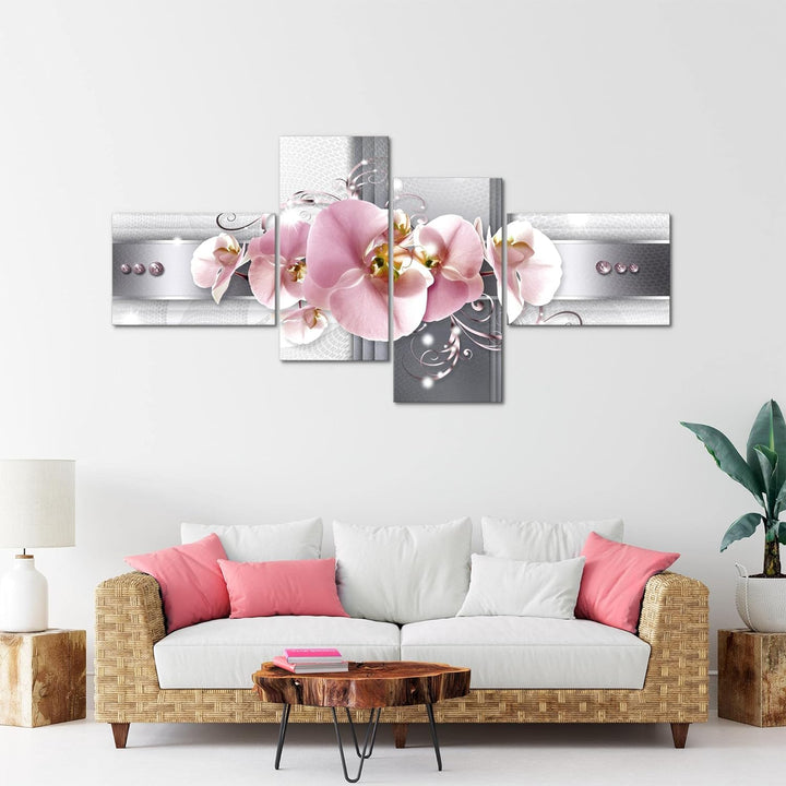 Runa Art Bild XXL 4 Teilig Blumen Orchidee 200 x 100 cm Kunstdruck auf Vlies Leinwand Wanddeko Wohnz