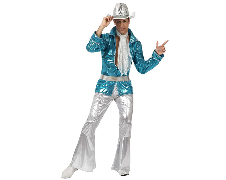 Atosa Blaues Disco-Kostüm für Herren, Erwachsene, XS-S