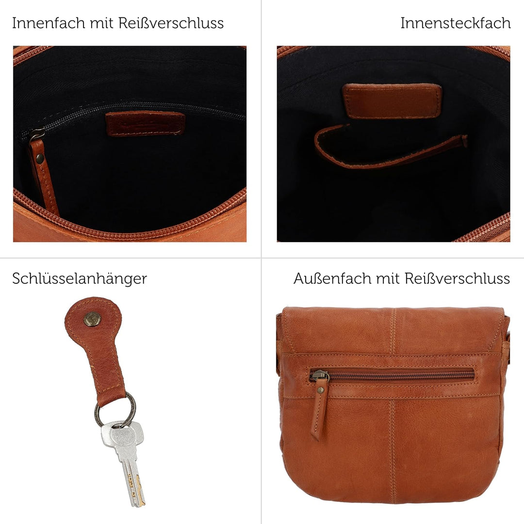 Gusti Leder Umhängetasche Candice | Handgefertigte Ledertasche Damen für Alltag & Freizeit I Elegant