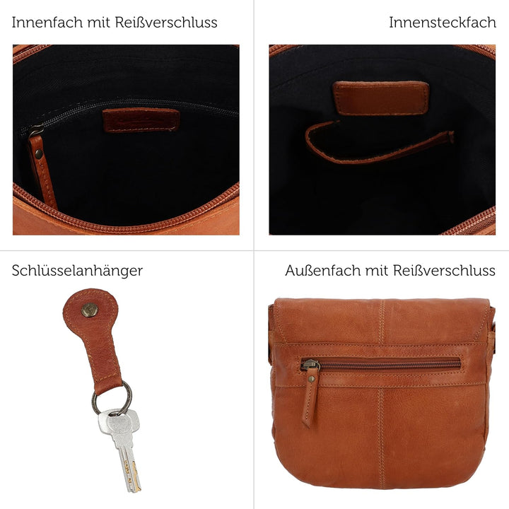 Gusti Leder Umhängetasche Candice | Handgefertigte Ledertasche Damen für Alltag & Freizeit I Elegant