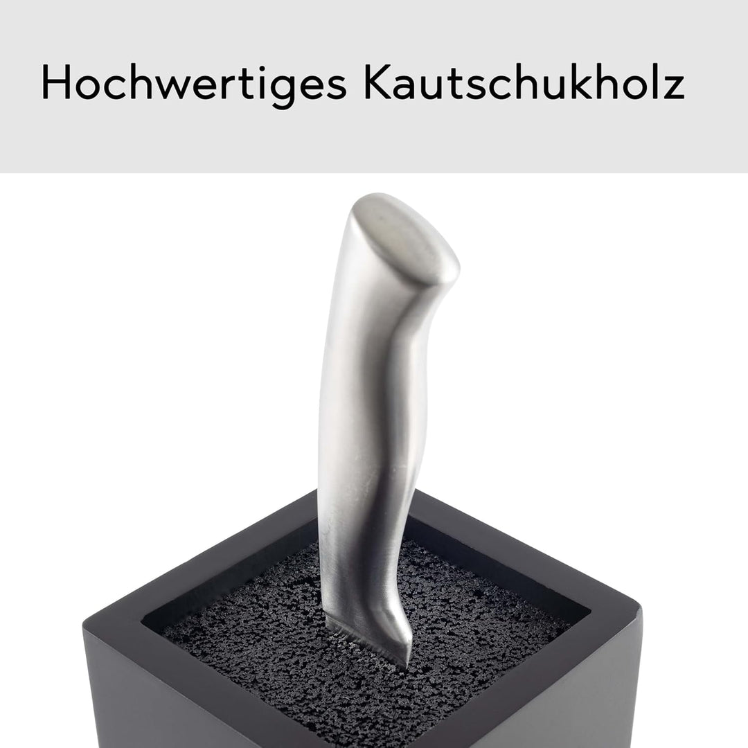 Hanseküche Messerblock - Messerhalter ohne Messer aus Holz Messerbrett (Kautschukholz, Rotierend Bor