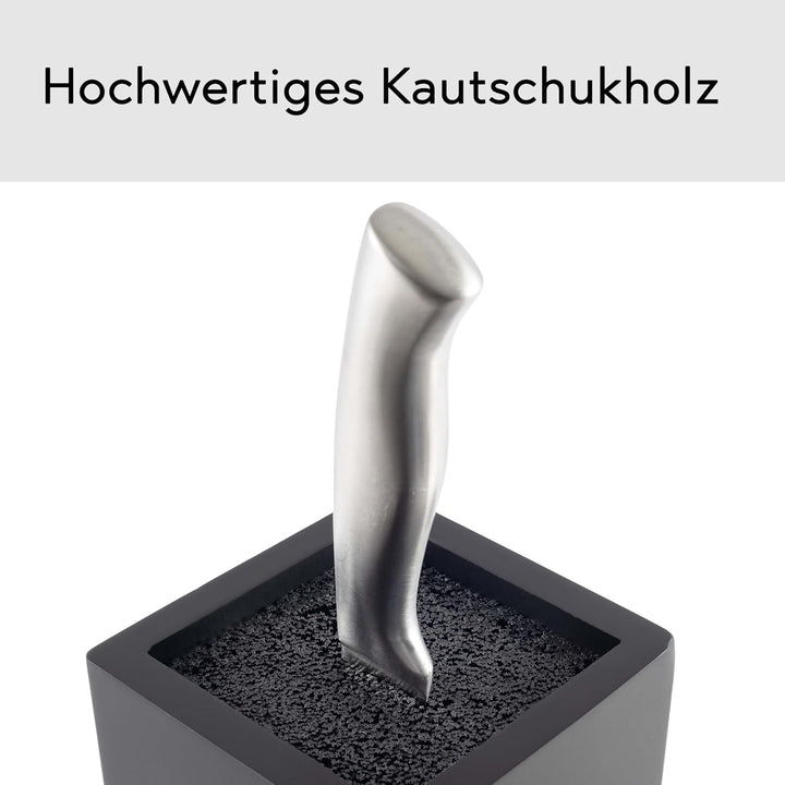 Hanseküche Messerblock - Messerhalter ohne Messer aus Holz Messerbrett (Kautschukholz, Rotierend Bor