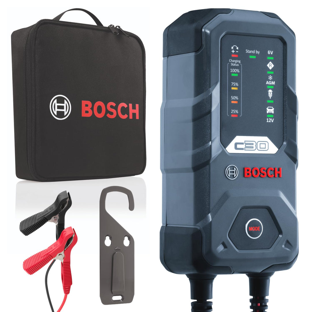 Bosch C30 Kfz-Batterieladegerät, 3,8 Ampere, mit Erhaltungsfunktion - für 6 V / 12 V Blei-Säure, Wet