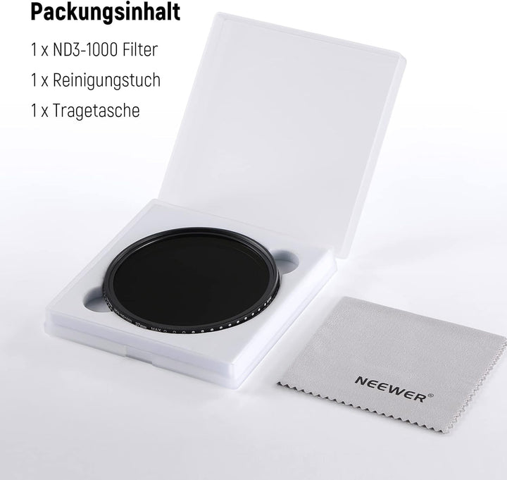 NEEWER 37mm Variable ND Filter ND3-ND1000 (1,5-10 Begrenzte Stops) Variabel Graufilter optischem HD