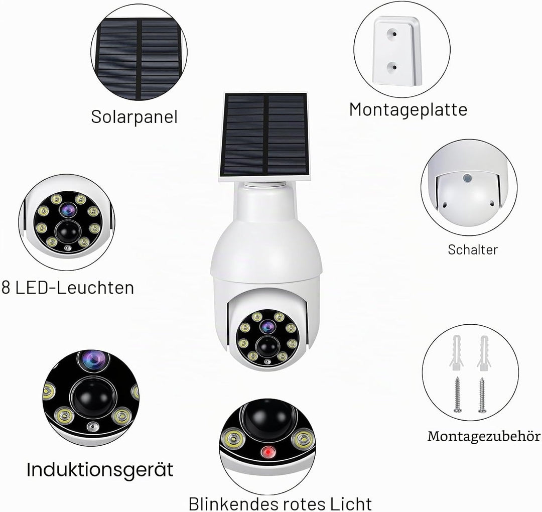 ERWEY Solar Dummy Kamera mit Sensorleuchte und Blinkendes rotes Licht, CCTV Fake Überwachungskameras