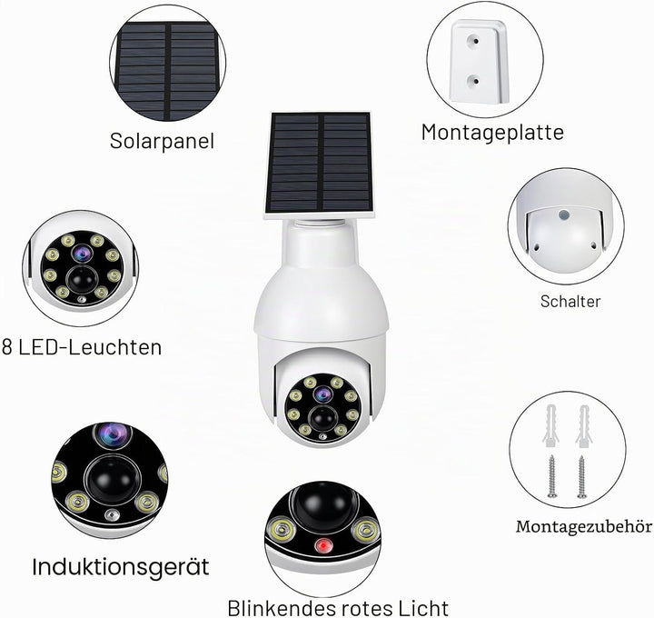 ERWEY Solar Dummy Kamera mit Sensorleuchte und Blinkendes rotes Licht, CCTV Fake Überwachungskameras