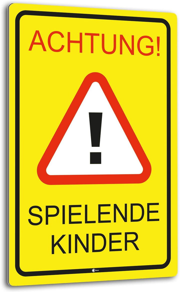 XXL Warnschild I Achtung Spielende-Kinder I Aluverbund-Schild I 40 x 60 cm gross I 3 mm Stark I mit