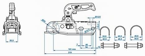 ProPlus Kugelkupplung Stahl rund 40/45/50mm 2300kg gebremst