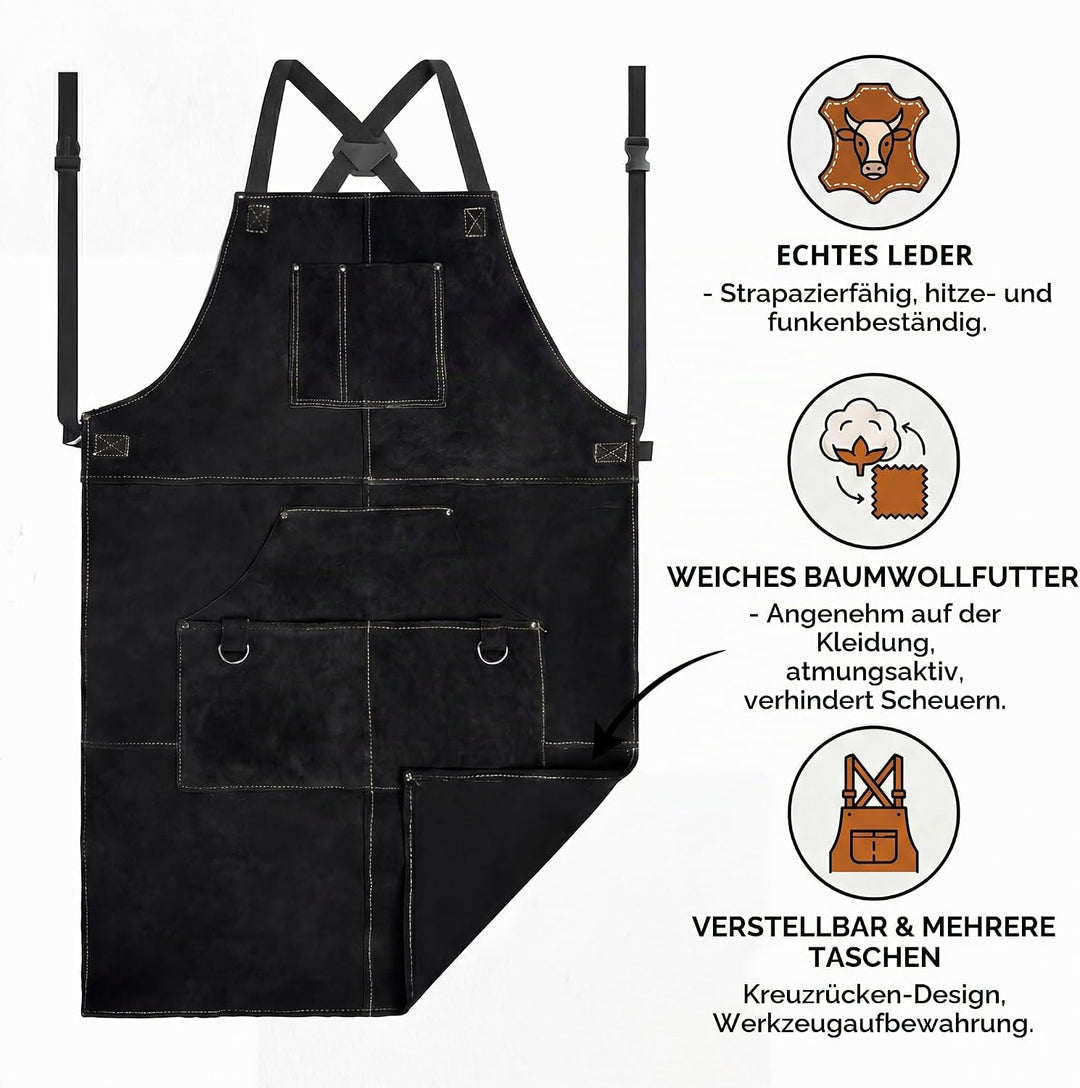 Tablier de soudure en cuir avec doublure douce – résistant à la chaleur, ignifuge, tablier de protec