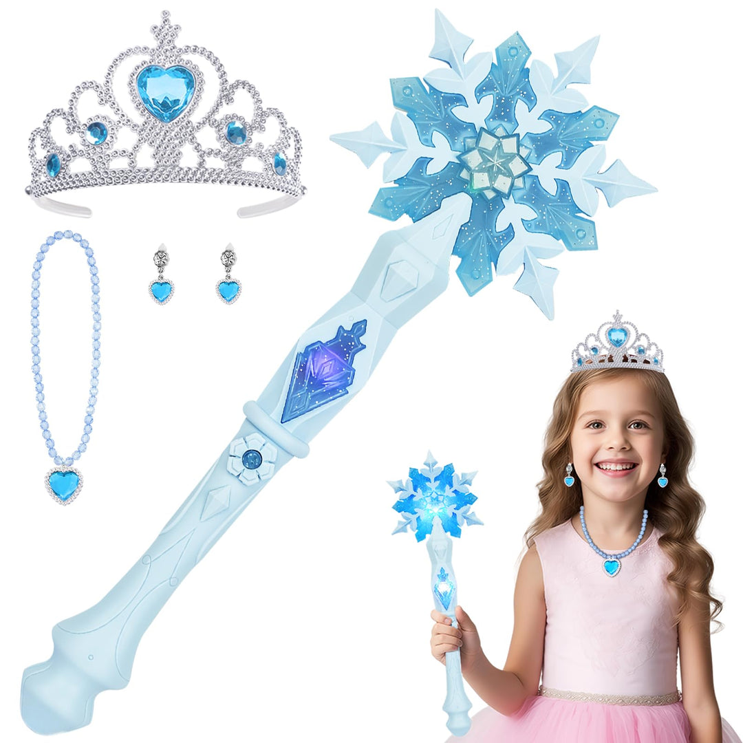 AUYAO Schneeflocke Leuchtend Zauberer Kinder Prinzessinnen Led Zauberstab Kind Magischer Zubehör Mäd