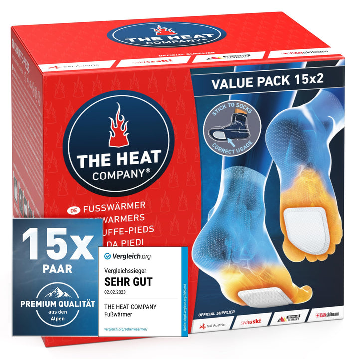 THE HEAT COMPANY Fusswärmer - 5, 15 oder 40 Paar - EXTRA WARM - klebend - Zehenwärmer - 8 Stunden wa