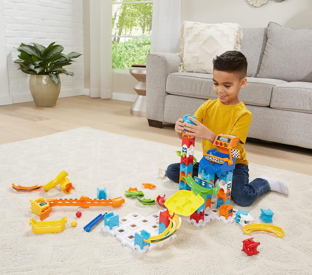 VTech Marble Rush - Racing Set M200 E – Interaktives Kugelbahn-Set mit Licht und Sound, spannenden B