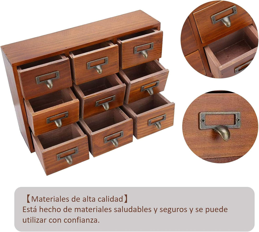 DAUERHAFT Vintage Schublade, Aufbewahrungsbox aus Holz, Vintage SchubladenOrganizer, Apothekerschran