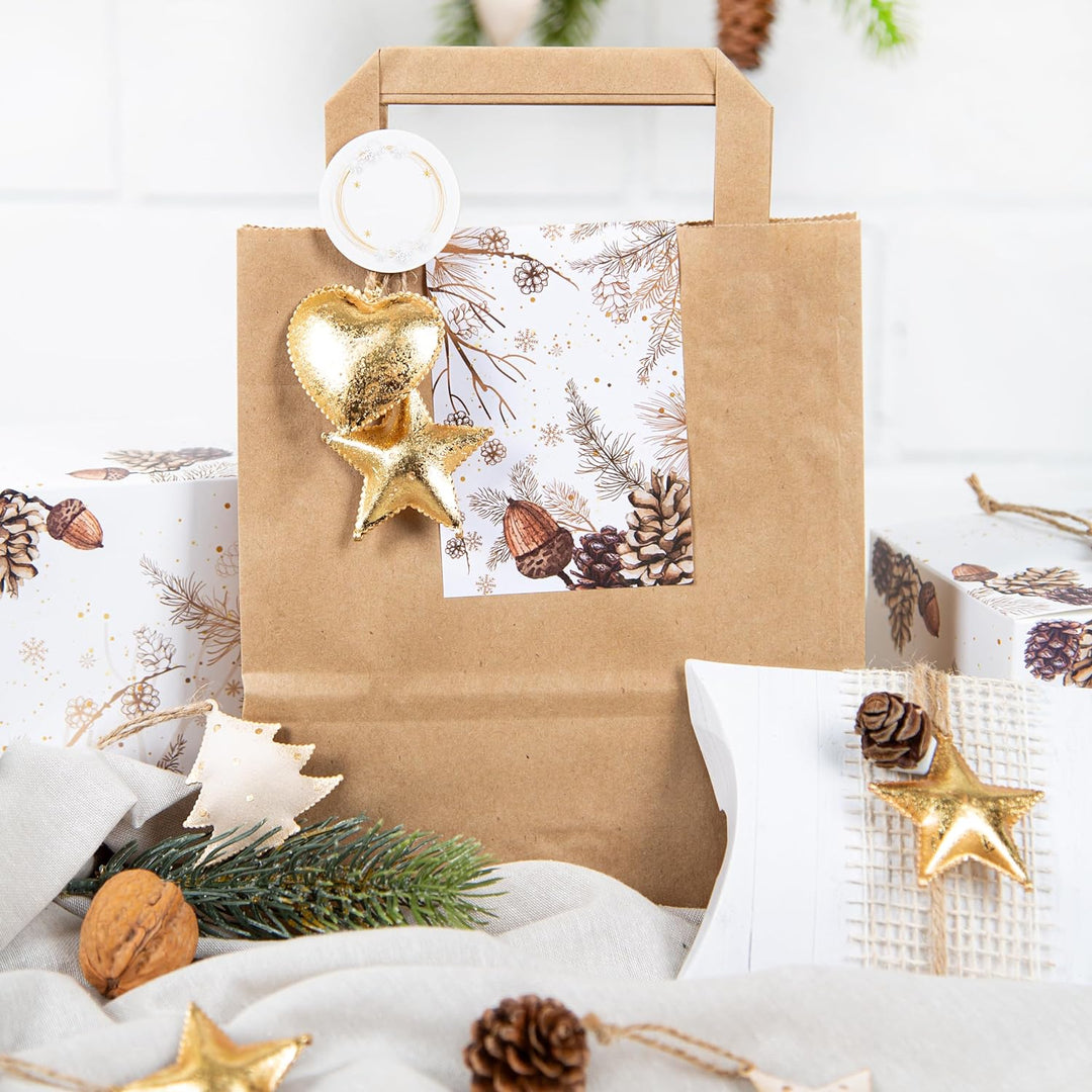 Logbuch-Verlag 100 Kraftpapier Beutel 18 x 8 x 22 cm braun kleine Papiertüten zum Befüllen Weihnacht