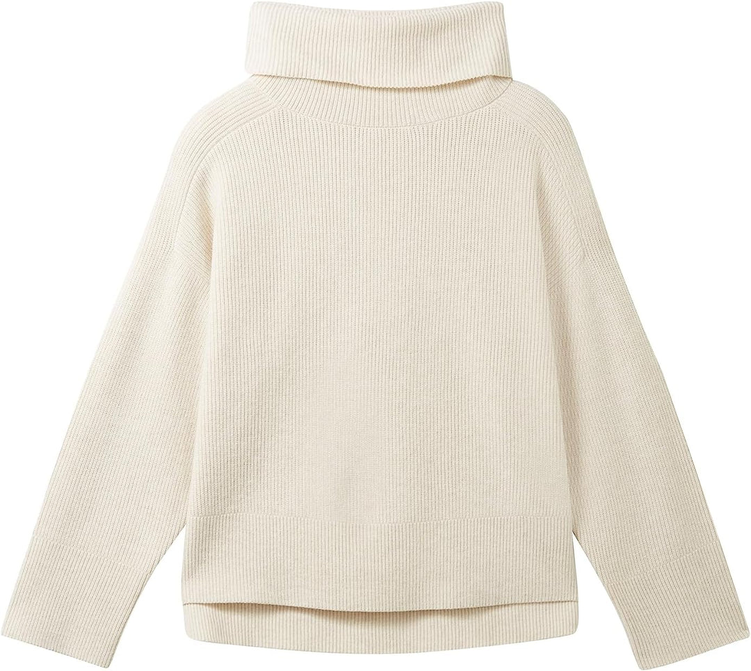 TOM TAILOR Damen Pullover mit Rollkragen M 10354-soft Beige Solid, M 10354-soft Beige Solid