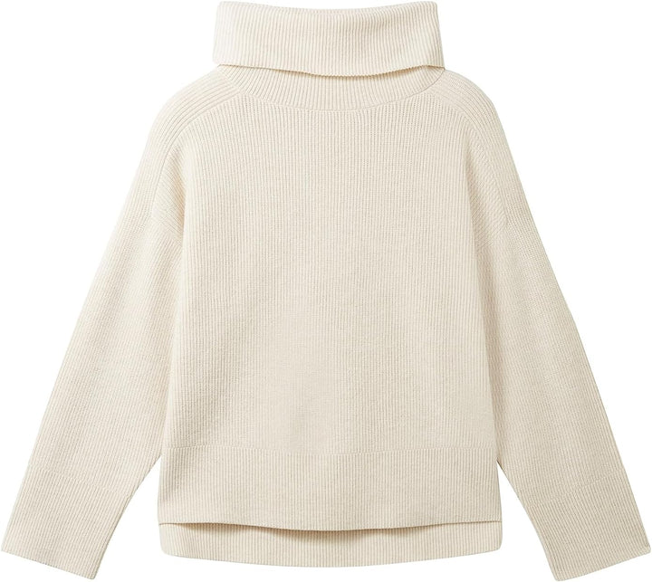 TOM TAILOR Damen Pullover mit Rollkragen M 10354-soft Beige Solid, M 10354-soft Beige Solid