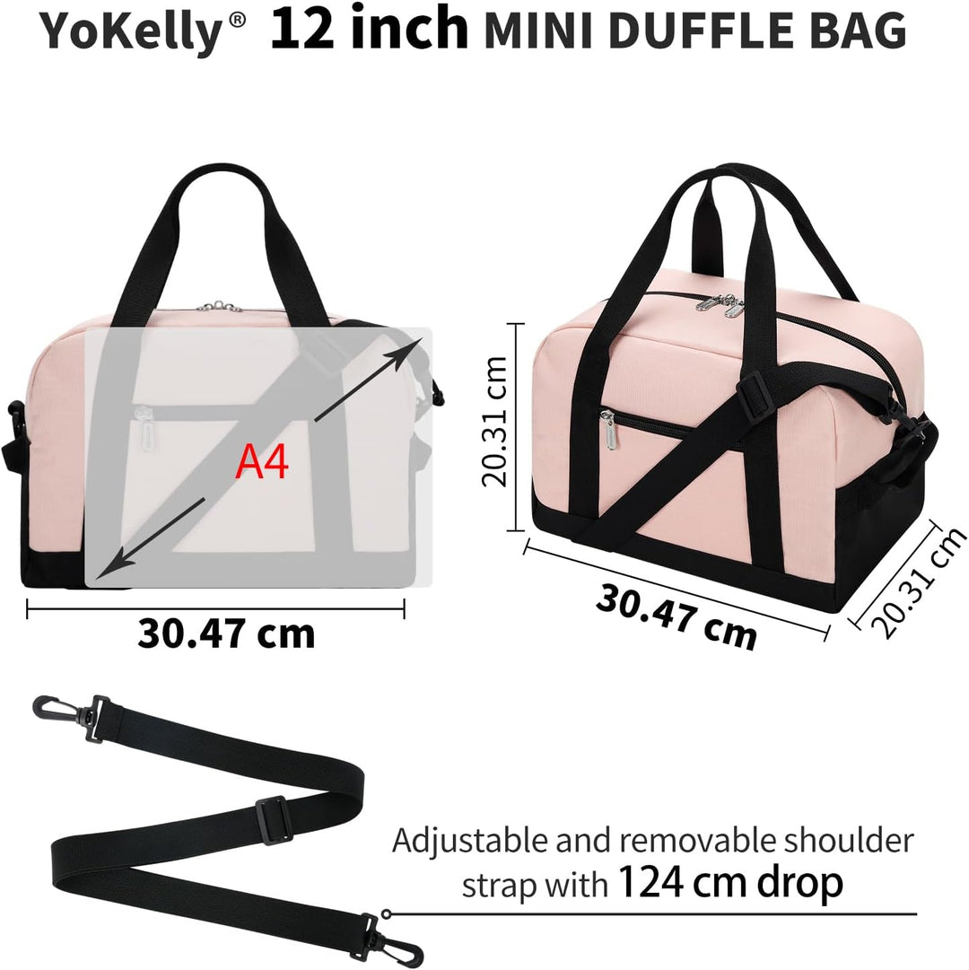 Sporttasche klein, Reisetasche 12L Mini Handgepäck Tasche für Weekender, Fitnesstasche 30x20x25cm-Ro