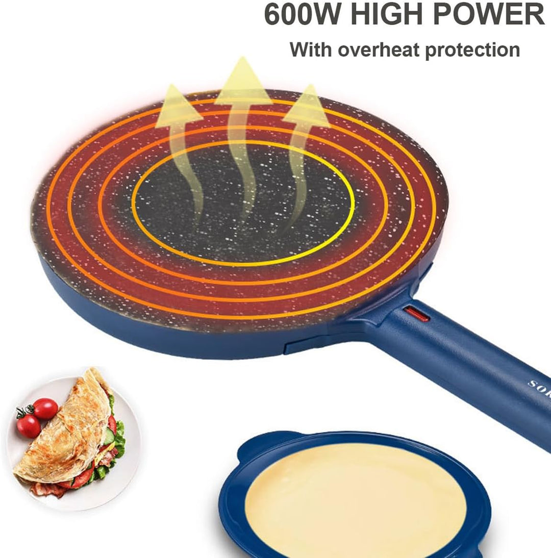 SOKANY Crepes Maker, Elektrischer Crêpes-Maker mit Cool-Touch-Griff, Antihaftbeschichtung, Temperatu