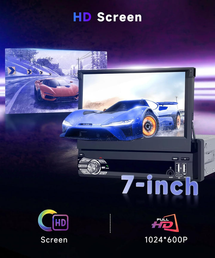 8 KERN 4G+64G Android 15 Autoradio 1 Din mit Drahtlos Carplay Android Auto, 7 Zoll HD Manuell Klappb