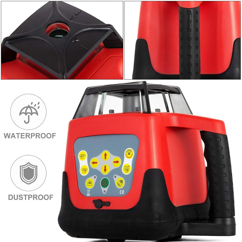 FORAVER Professional Rot Rotationslaser max. Arbeitsbereich 500 m, Linienlaser 360 Grad Laser höhenm