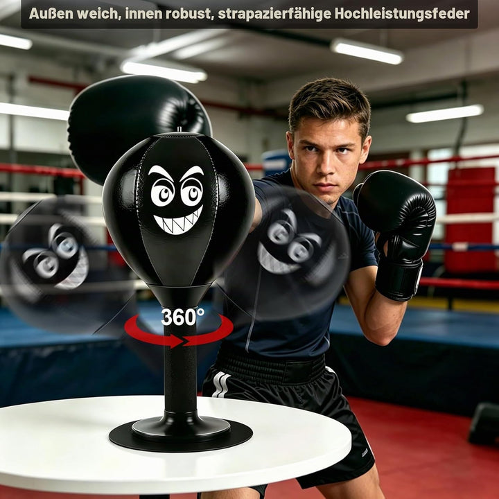 Punchingball Tisch, freistehender Desktop-Boxsack mit Saugnapf – zum Stressabbau für Büro &amp; Homeoffi