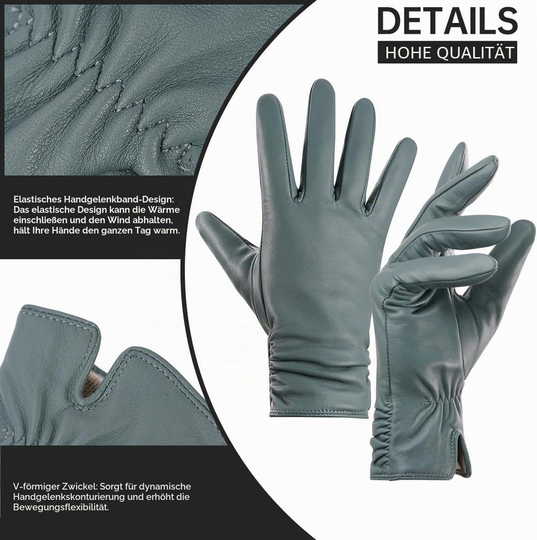 BISON DENIM Damen Winter Lederhandschuhe Warme Kaschmirhandschuhe Handschuhe Touchscreen-Funktion He