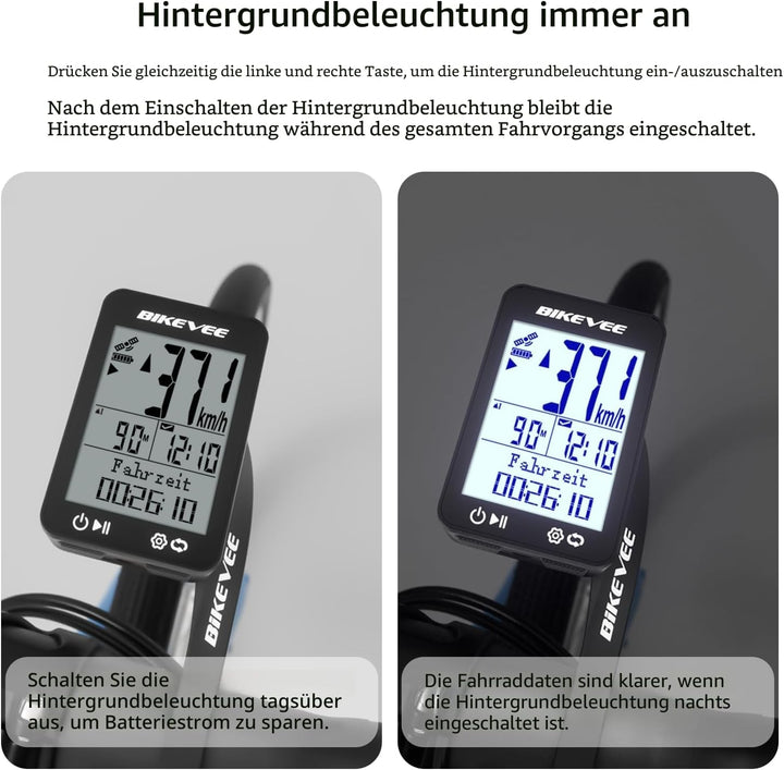 GPS Fahrradcomputer Kabellos IPX7 Wasserdicht 2.4'' FSTN Display 28H Akku Schwarz-A【Standardhalterun