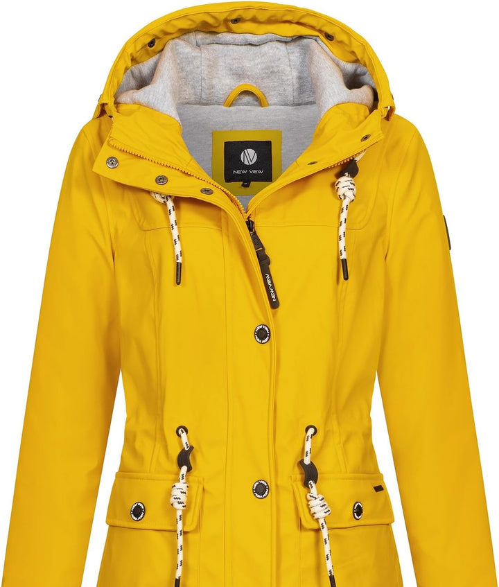 NEW VIEW Damen Regenjacke wasserabweisender Parka Annika Long mit Kapuze XXL Gelb (Golden Rod) 2, XX
