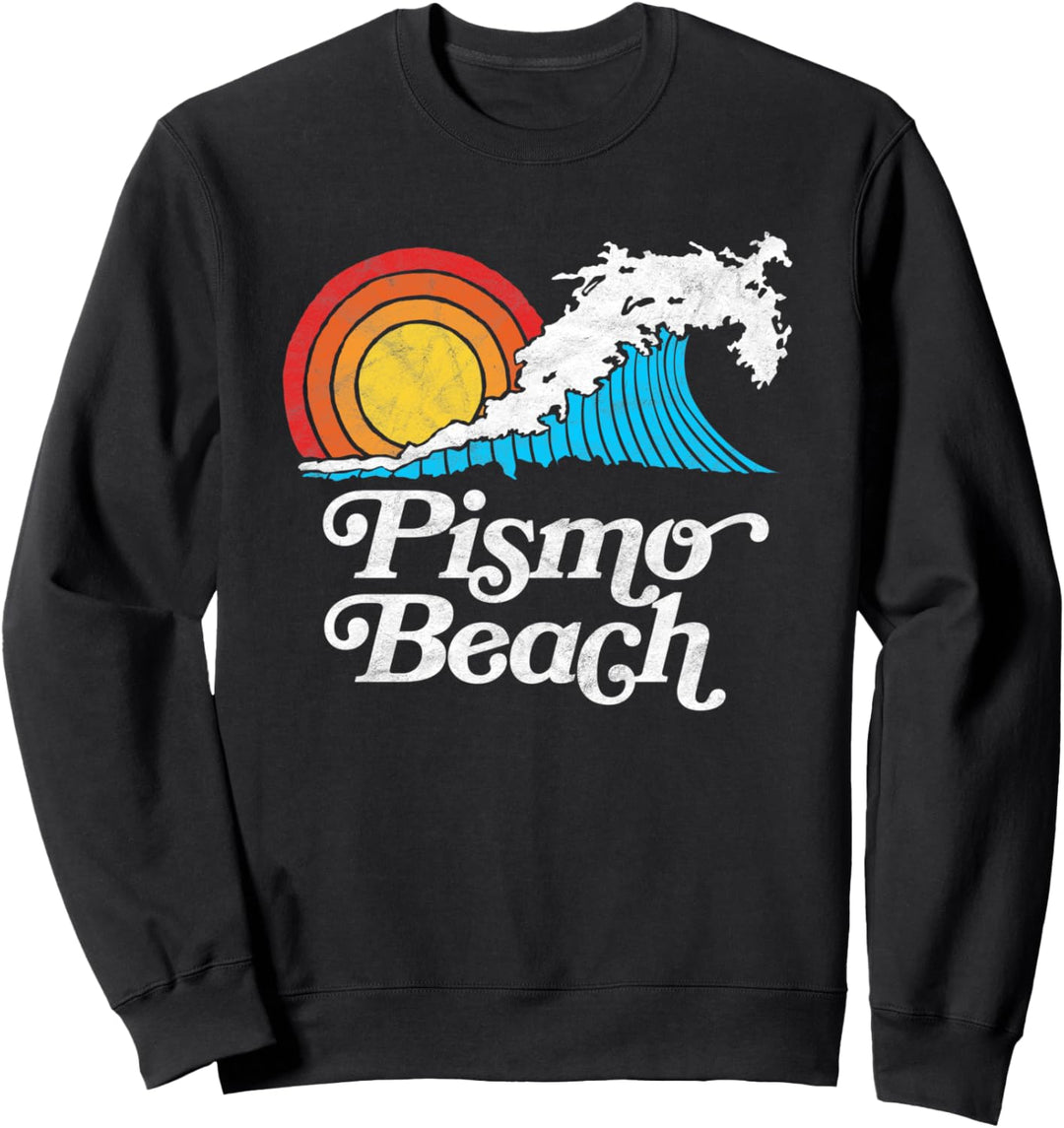 Pismo Beach Vintage Wave & Sun Surf 80s Graphic Sweatshirt