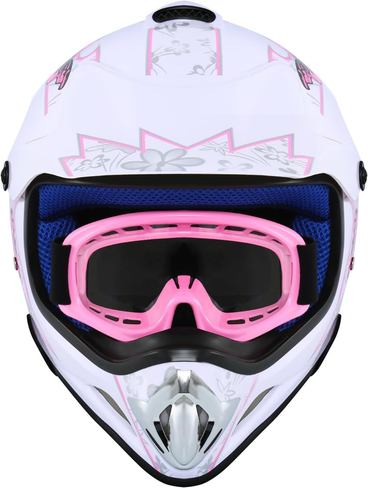Samger DOT Jugend Kinder Off Road Helm Motocross Helm Dirt Bike ATV Motorradhelm Handschuhe+Brille L