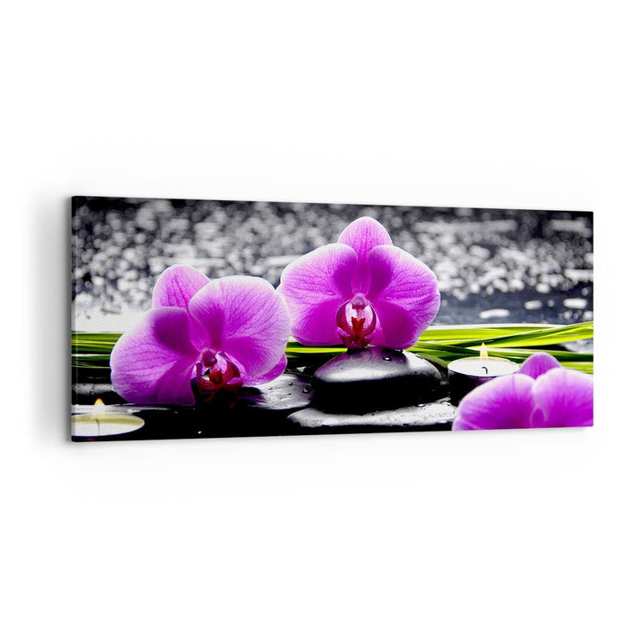Wandbilder Dekoration Wohnzimmer Orchidee Natur Wasser Blume Panorama Bilder auf Leinwand 120x50cm L